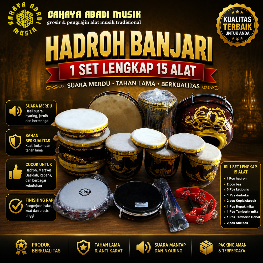 hadroh 1 set lengkap 15 alat banjari nurul mustofa