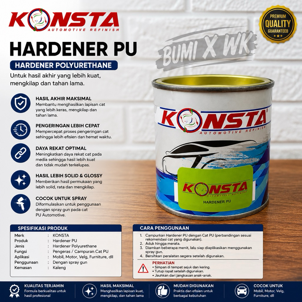Konsta Hardener PU Cat Mobil Automotive Refinish Hardener Polyurethane Cepat Kering