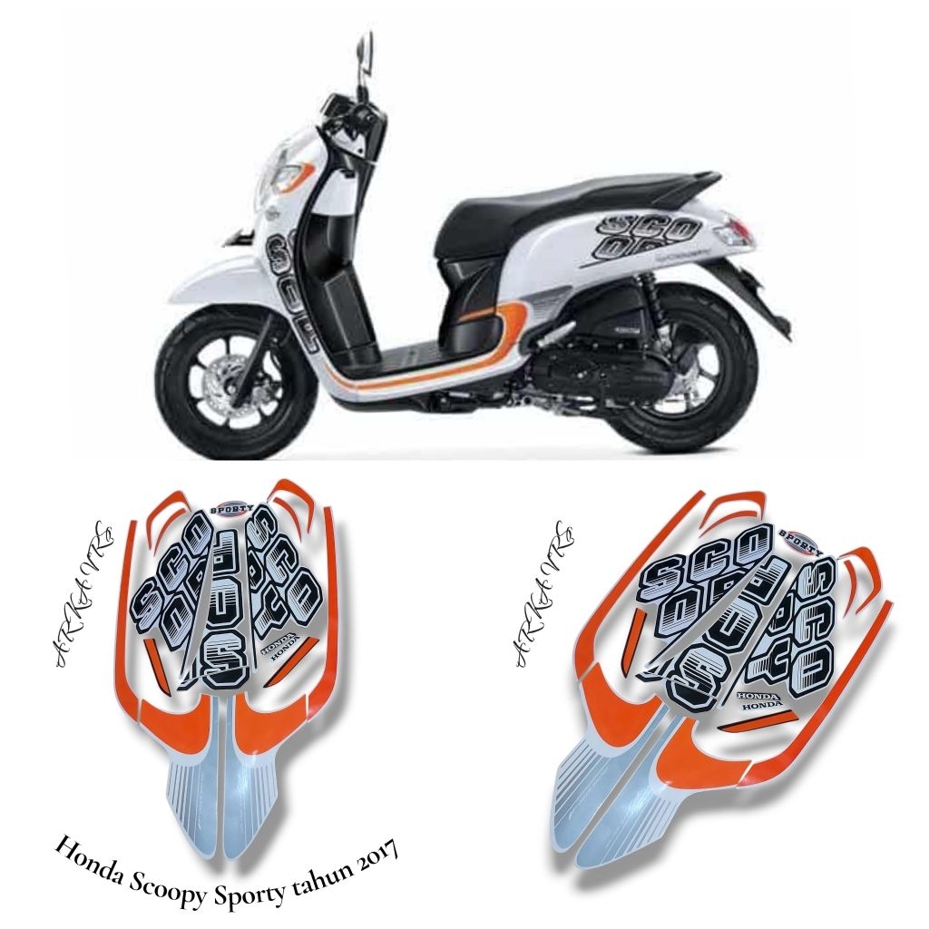 Stiker Sticker Striping Polet body motor Honda Scoopy Sporty  tahun 2017 / List motor honda scoopy s