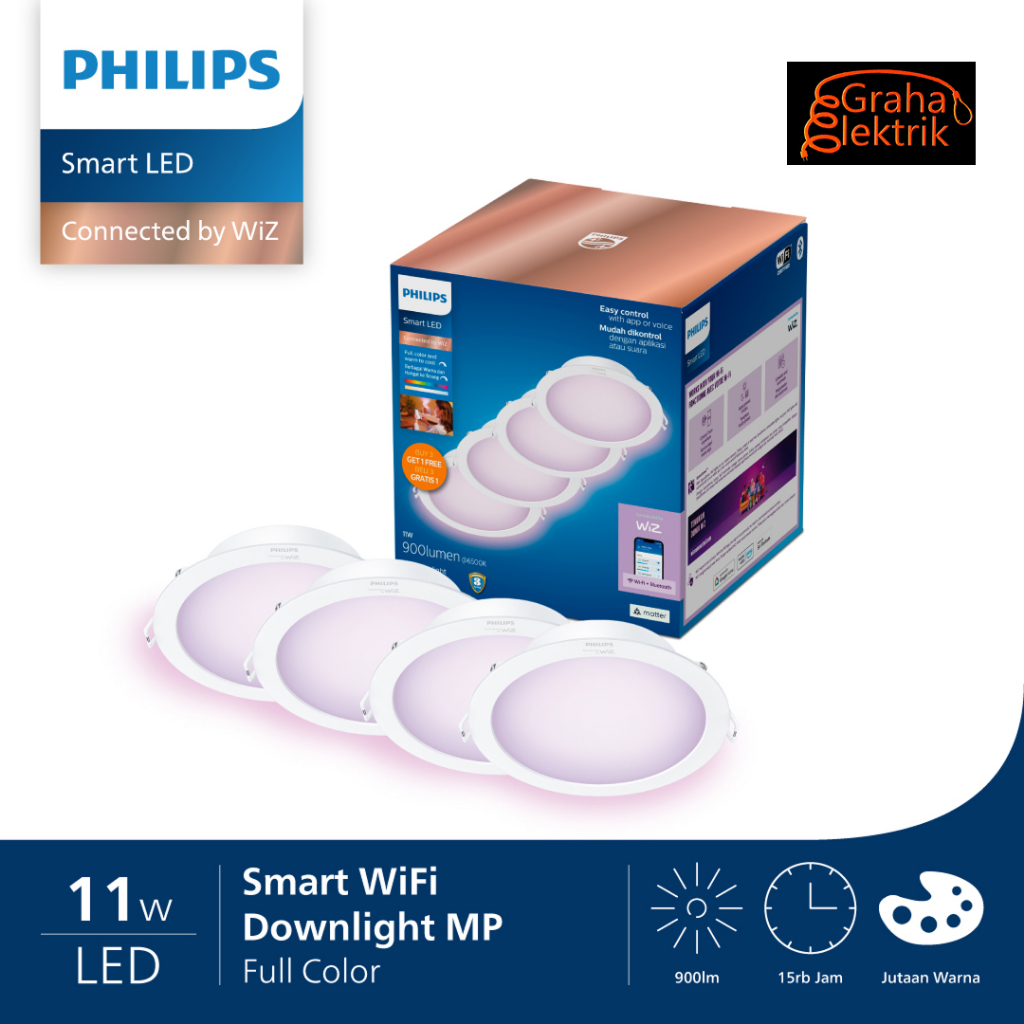 Philips Smart LED Downlight RGB Color 11W Multipack