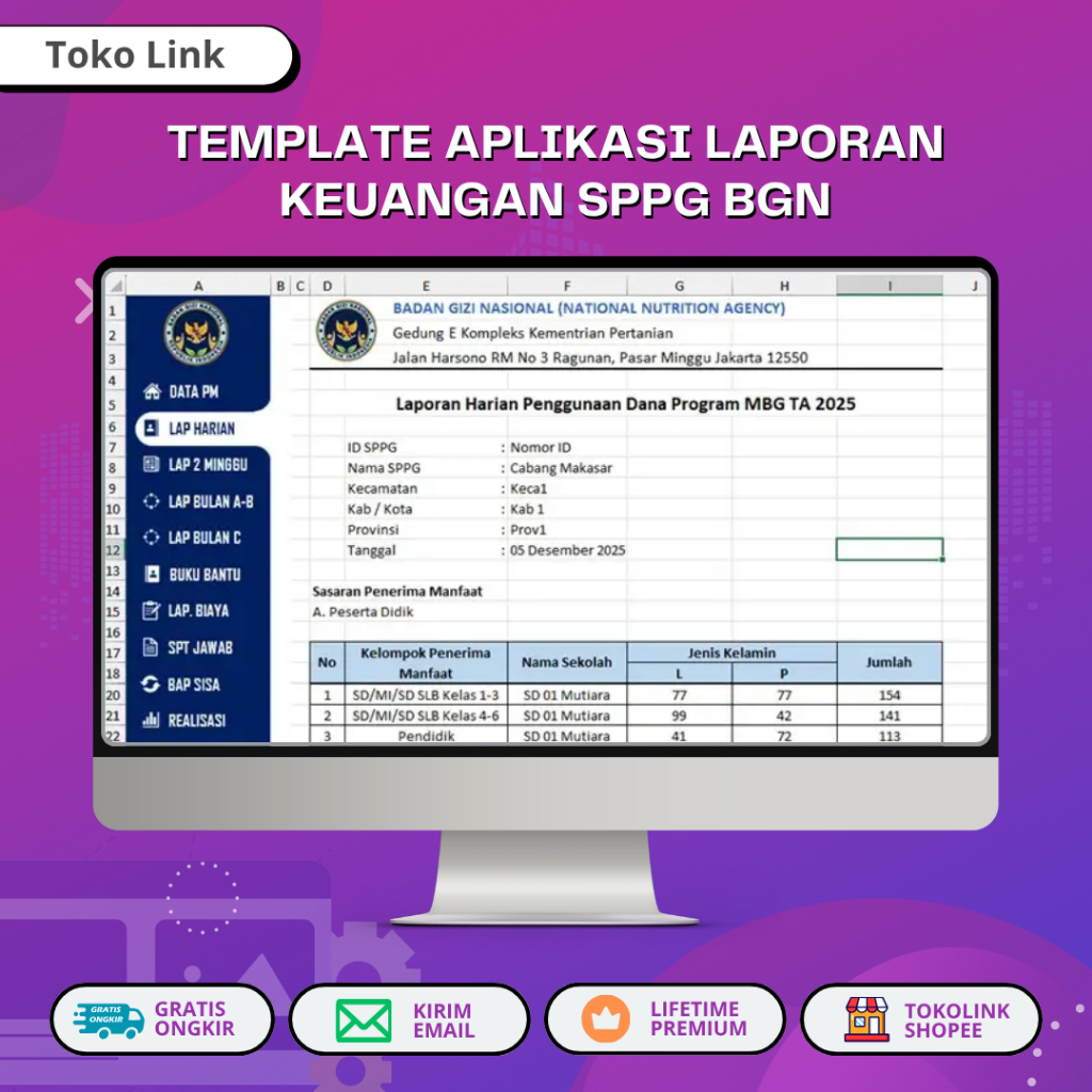 Template Aplikasi Laporan Keuangan SPPG BGN Otomatis