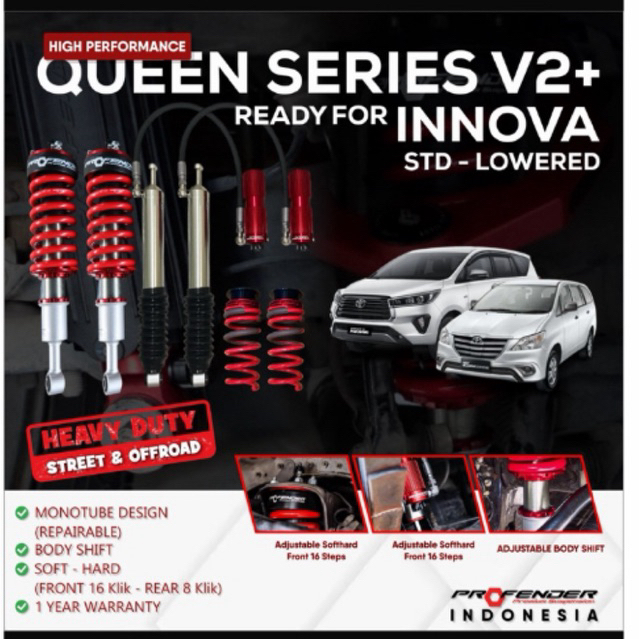 SHOCK PROFENDER QUEEN SERIES MONOTUBE MONO TUBE COILOVER COIL OVER INNOVA REBORN DIESEL INNOVA OLD 2