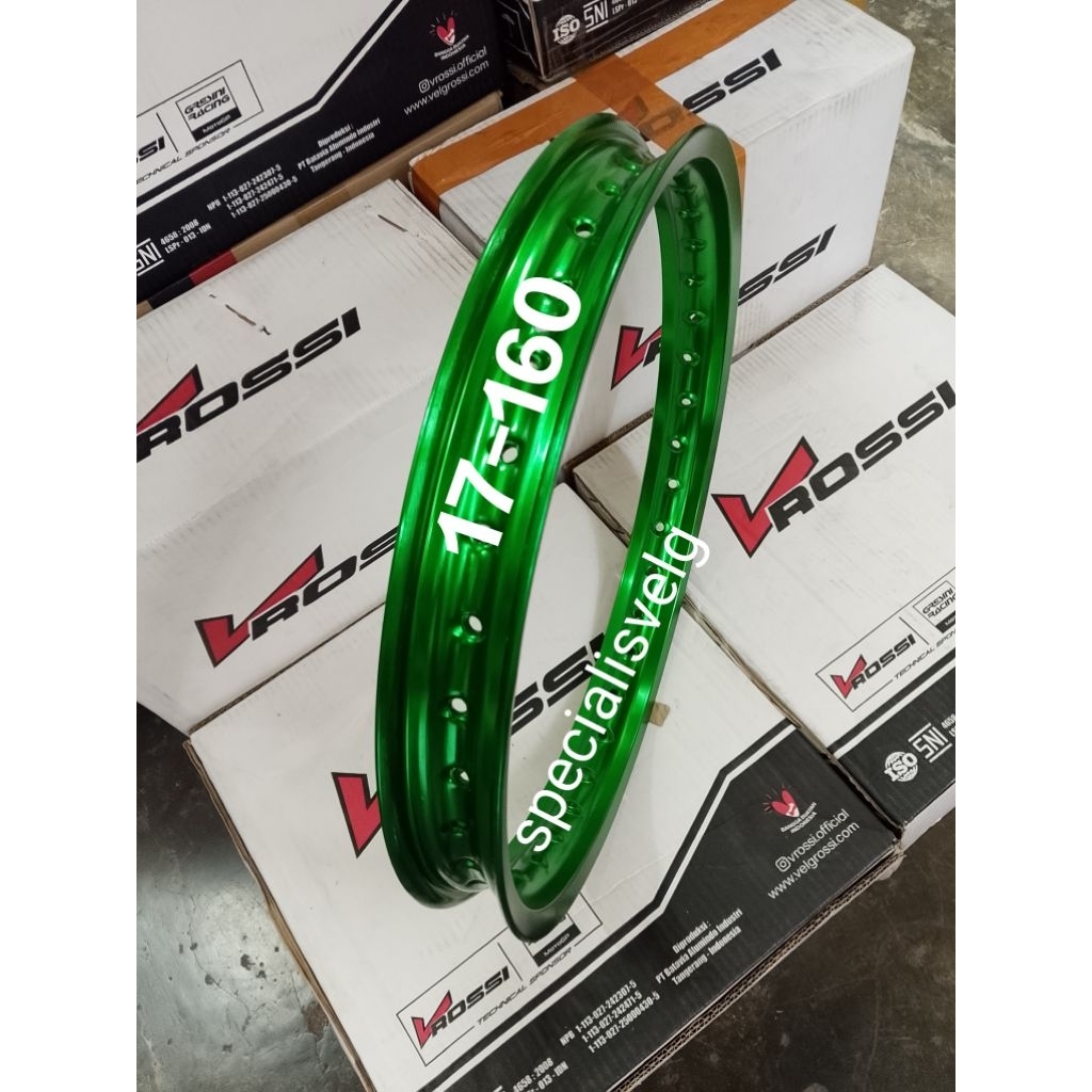 VELG/PELAK JARI JARI V ROSSI RING 17 WARNA HIJAU/FORESTGREEN UKURAN 17-160. VELG PELEK RIM/JARI JARI