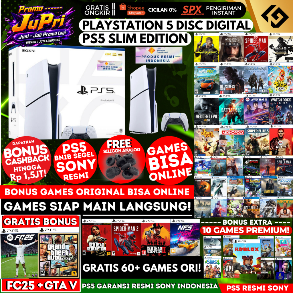 Sony PS5 Slim Disc Version - PlayStation 5 Disc Sony Resmi Indonesia (PS 5)