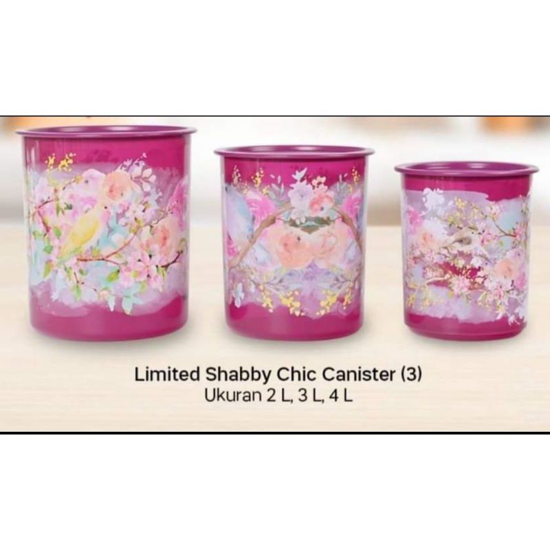 TUPPERWARE Canister Shabby Chic Edisi Terbatas 2L 3L 4L Desain Klasik