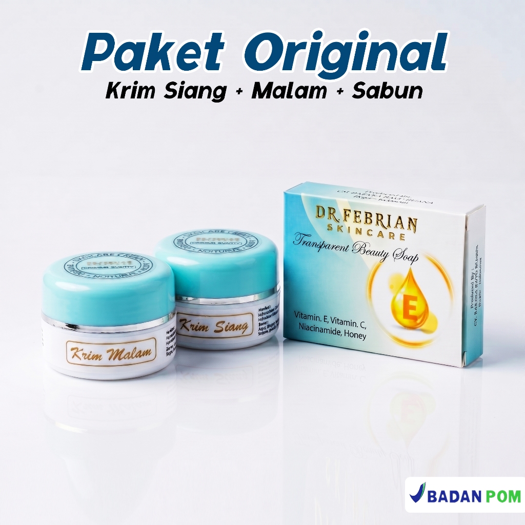 Paket Krim Dr Febrian Original 3in1 Cream Siang Malam & Sabun Wajah Skincare Rutin BPOM