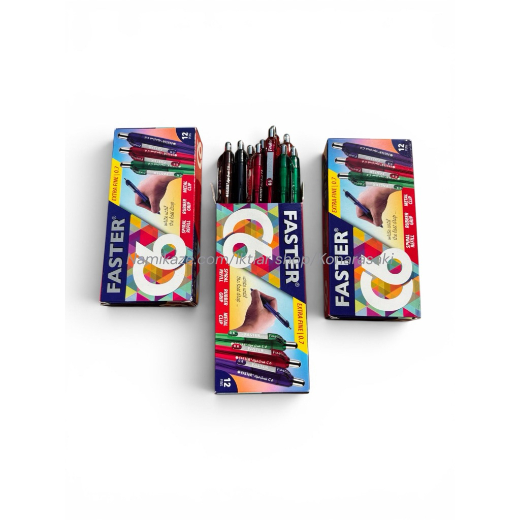 Promo Faster Pulpen C6 Extra Fine 0.7mm - 1 Kotak Pulpen/Pena/pen Cetek