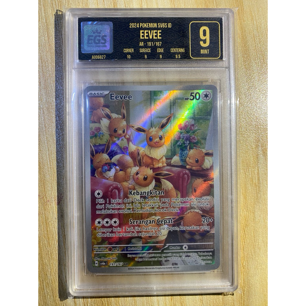 Eevee AR Sv6s 191/167 Grading EGS 9 - Kartu Pokemon TCG Original Indonesia