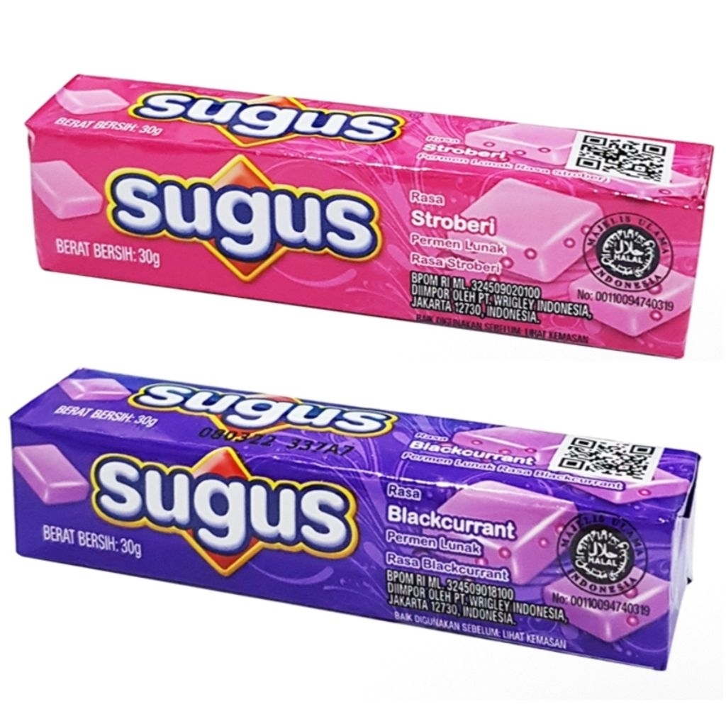 Sugus Stick Permen Lunak rasa Stroberi blackcurrant