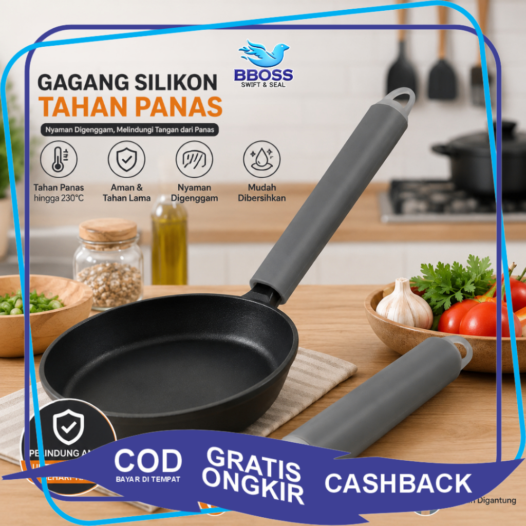 [BBOSS] Pegangan Panci Teflon Silikon Anti Panas - Gagang Silikon Wajan - Silicone Hot Handle Pan