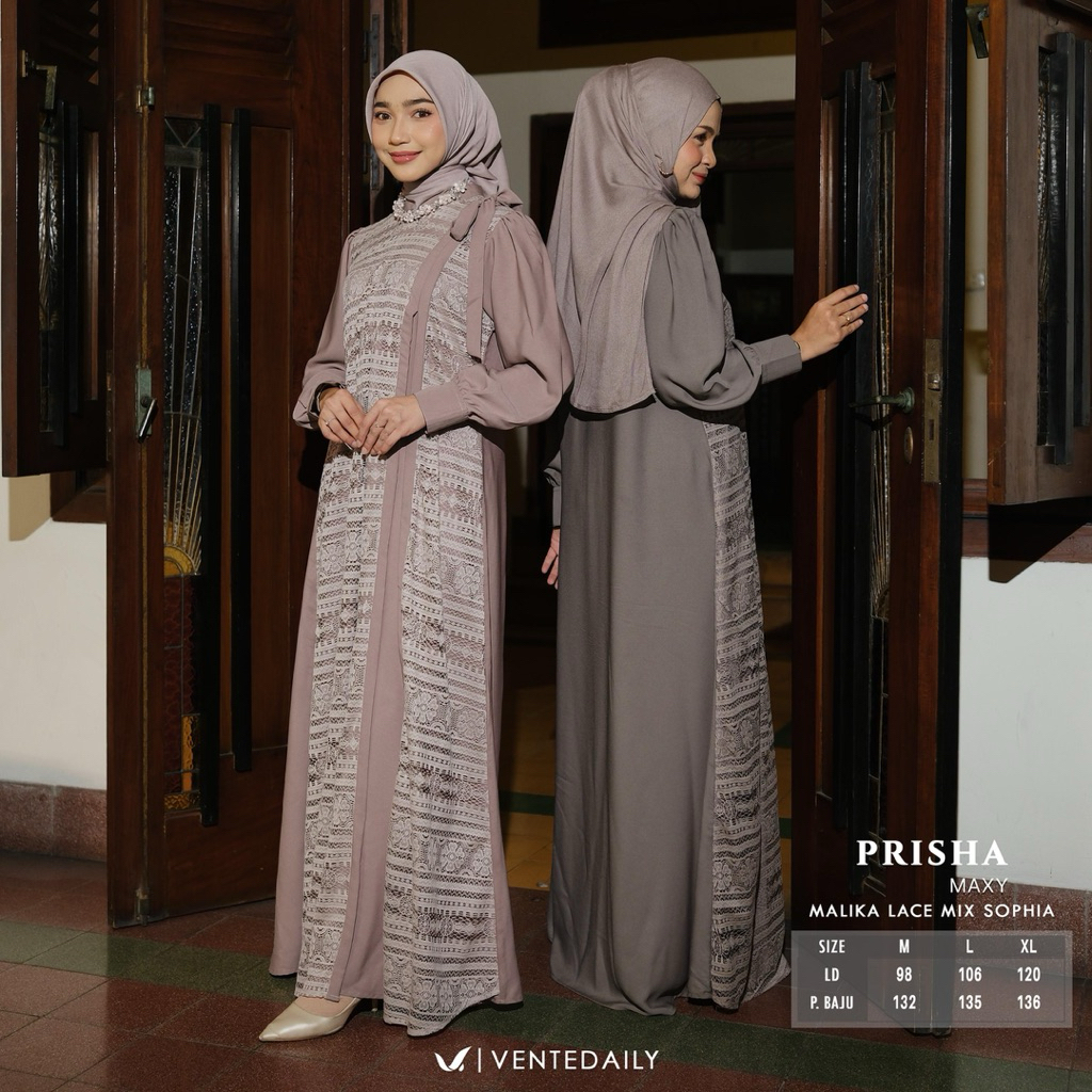 PRISHA MAXY VENTEDAILY / PRISHA GAMIS DRESS LD up to 120 / DRESS KONDANGAN JUMBO BUSUI GAMIS LACE