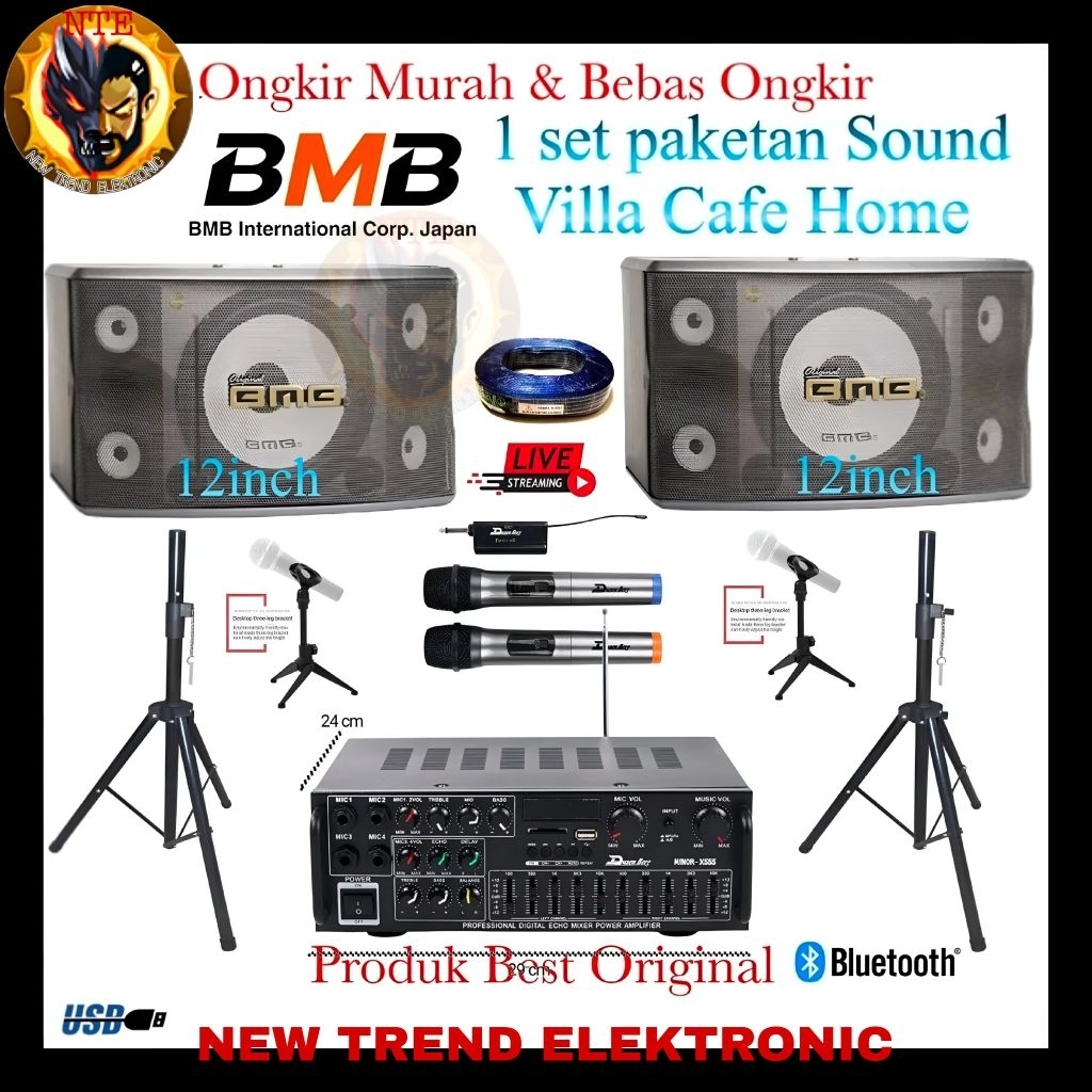 Paket Sound Karaoke BmB 12 inch Cs550R Villa Hotel Home Original 1 set
