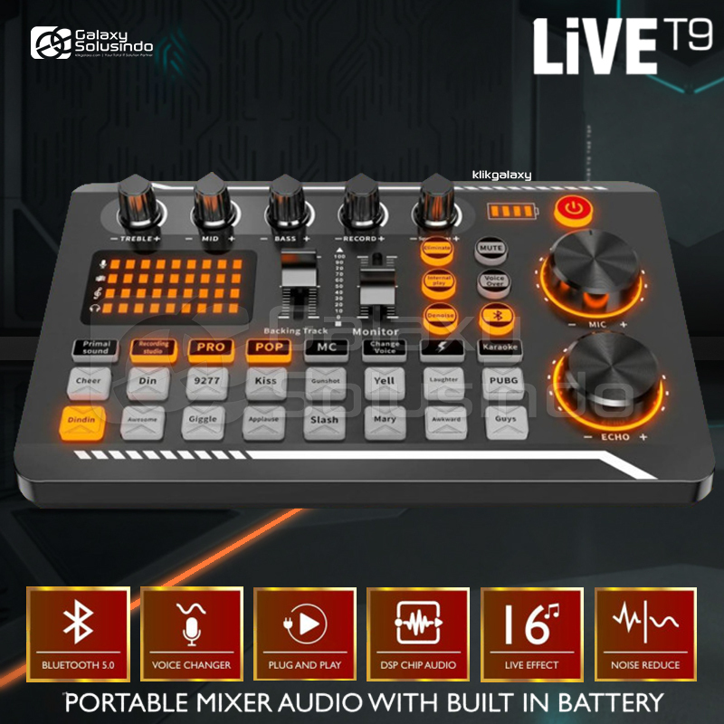 VENTUZ LIVE T9 Portable Mixer Audio with Built In Battery - MG