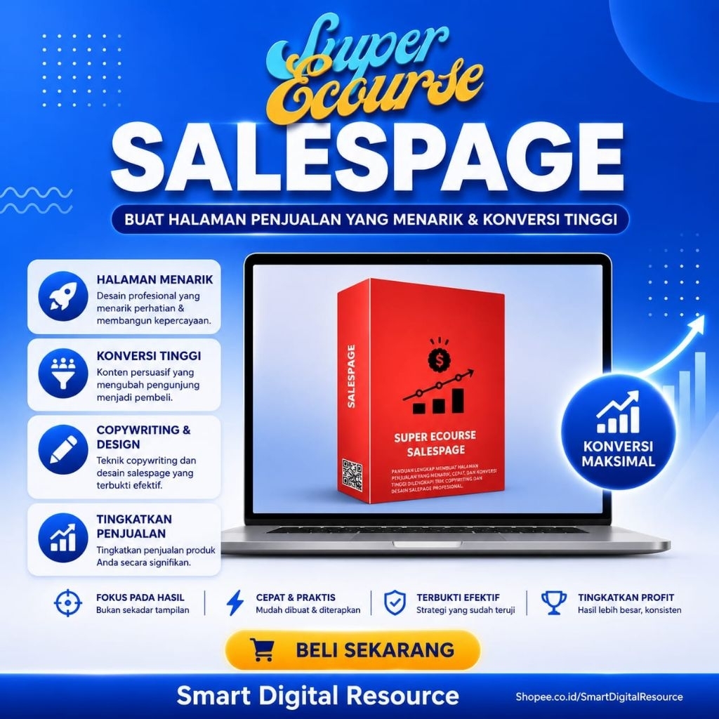 SUPER ECOURSE SALESPAGE  TUTORIAL DIGITAL MARKETING PELUANG USAHA ONLINE INTERNET TOOL BISNIS BONUS 