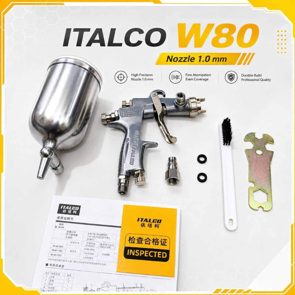 Spray Gun Italco W80 Nozzle 1.0mm High Quality Cup 400ml