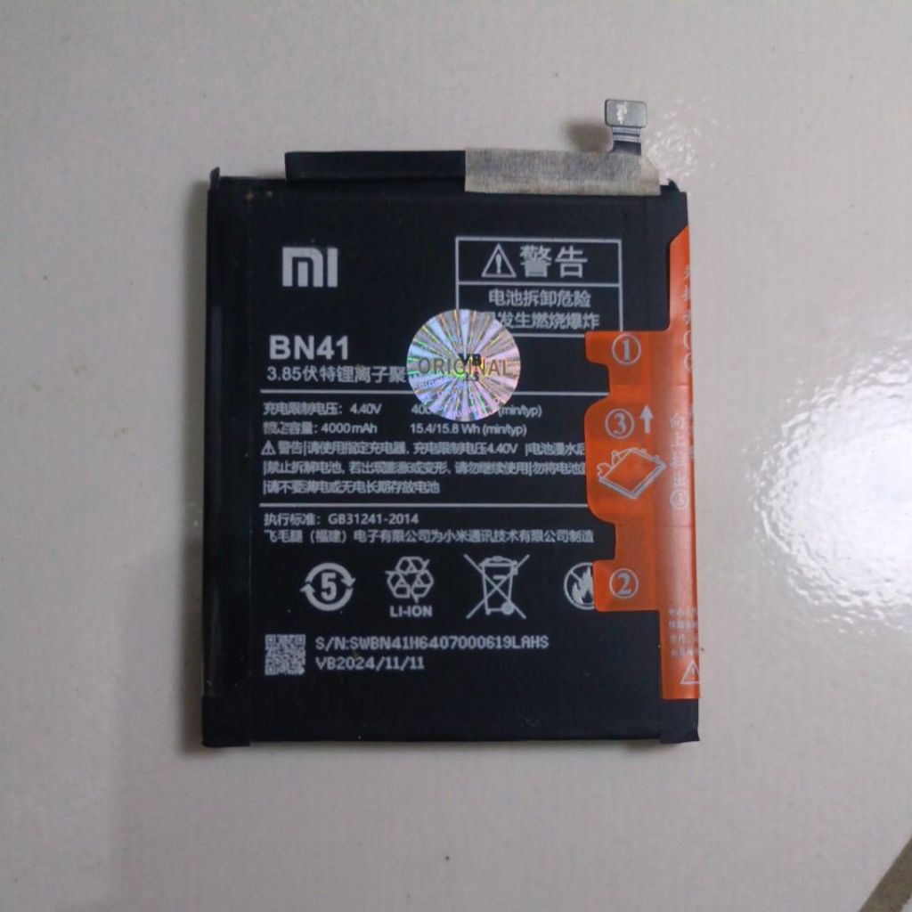 Baterai Redmi note 4 versi Mediatek ( BN41 ) normal tested
