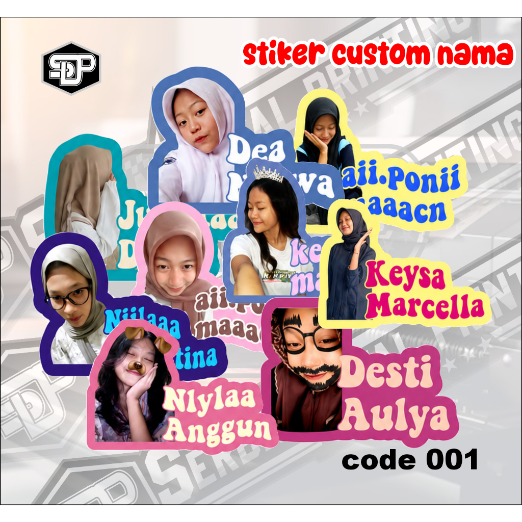 Stiker Nama Anak Estetik Custom Printcut Kualitas Premium