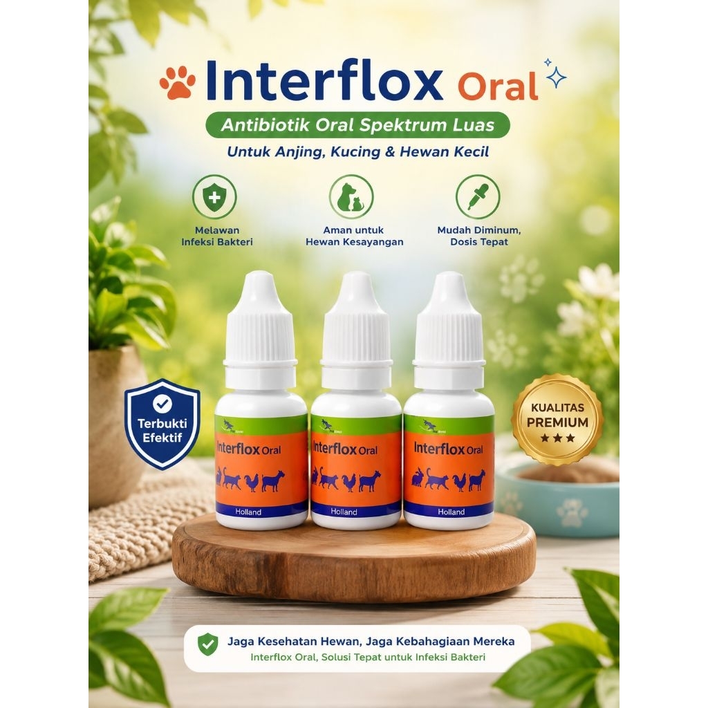 INTERFLOX ORAL 10 ML, Obat Flu Kelinci Kucing Anjing, Obat Pernafasan  Hewan