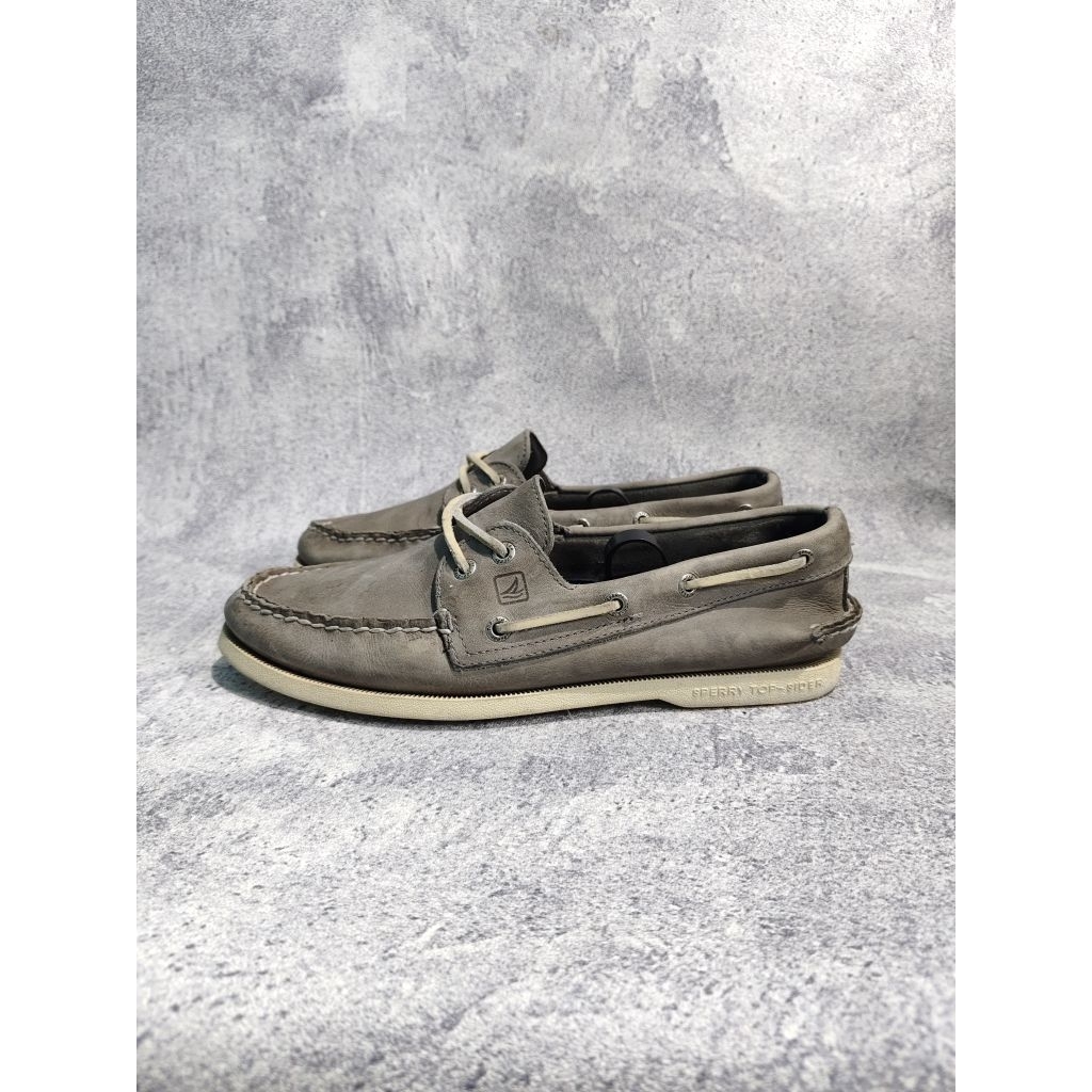 SEPATU LOAFER SLIP ON SPERRY TOP SIDER A/O 2-EYE GREY SECOND ORIGINAL LIKE NEW