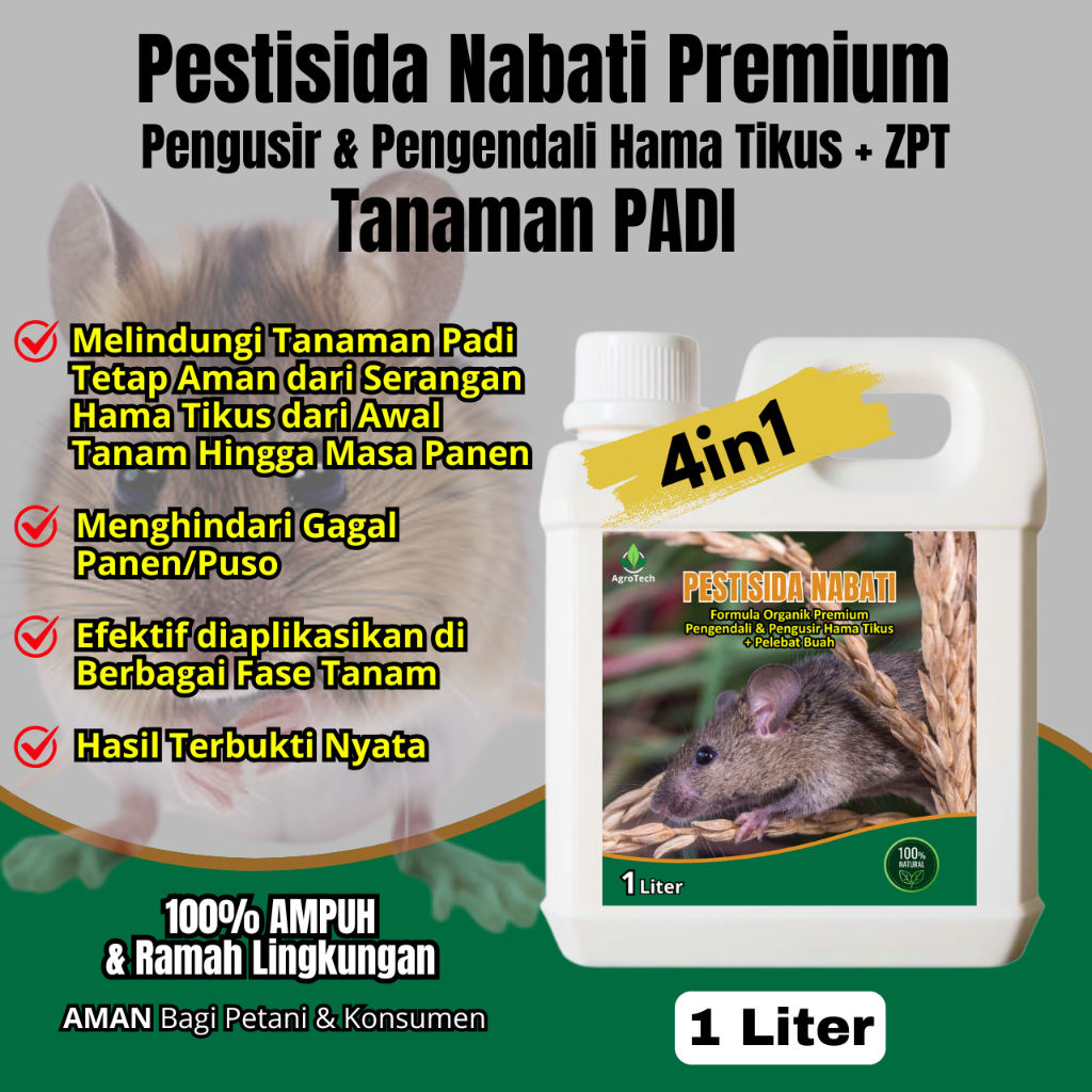 1 Liter Pestisida Nabati Pengusir dan Pengendali Hama Tikus Sawah Plus Pelebat Buah | Obat Hama Tiku
