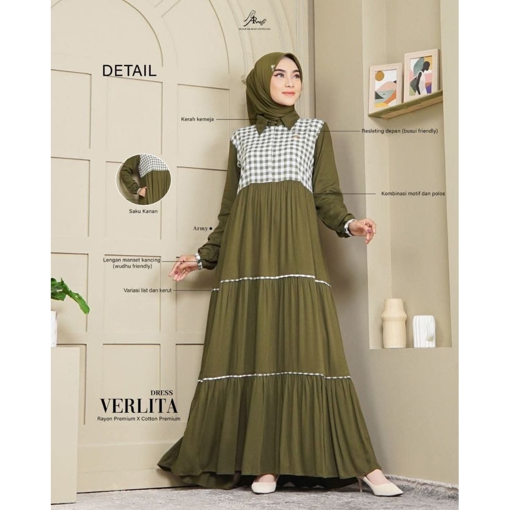 Verlita Dress by Arrafi ORI Gamis Kekinian Rayon Adem