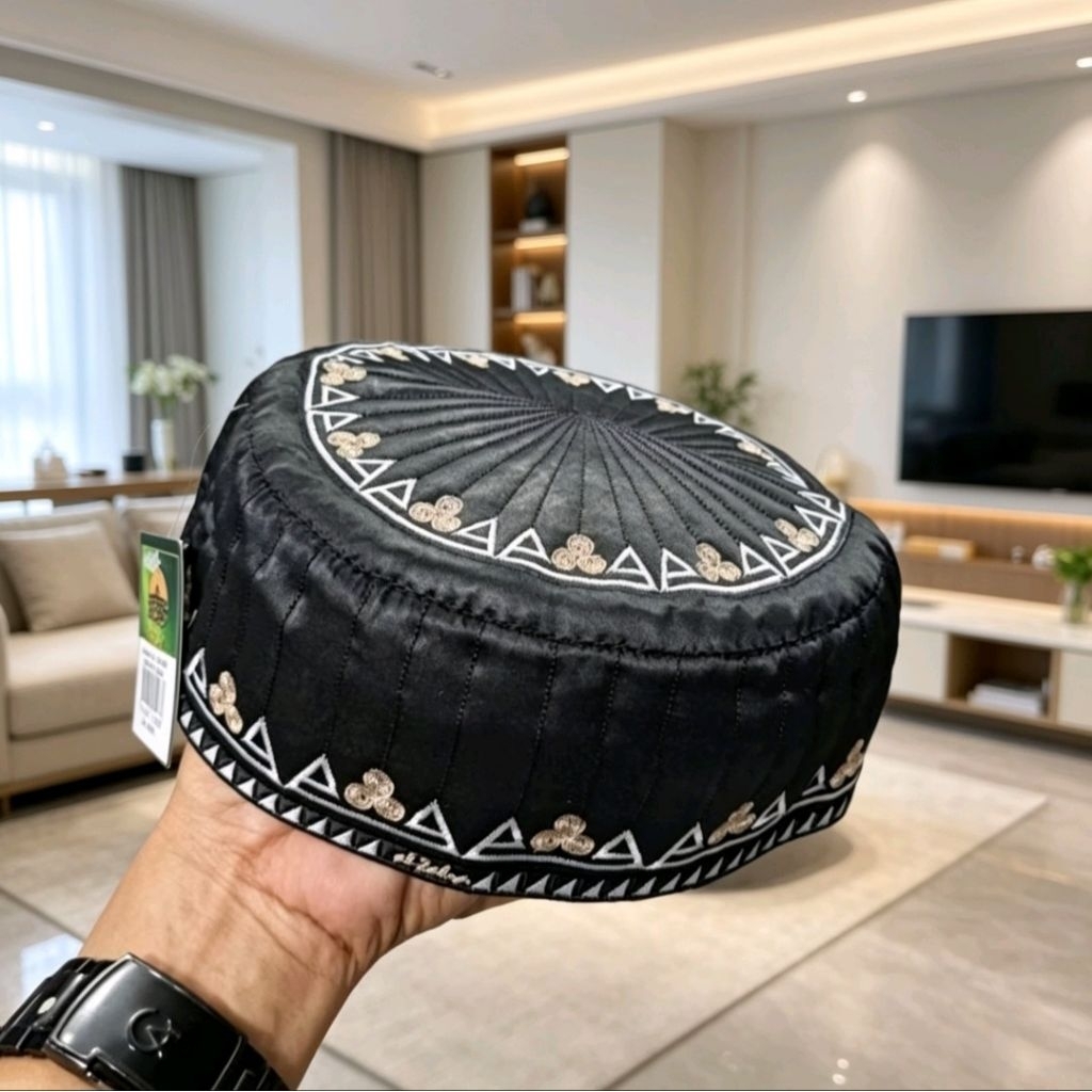 KOPIAH AL ZAHRA HITAM BORDIR