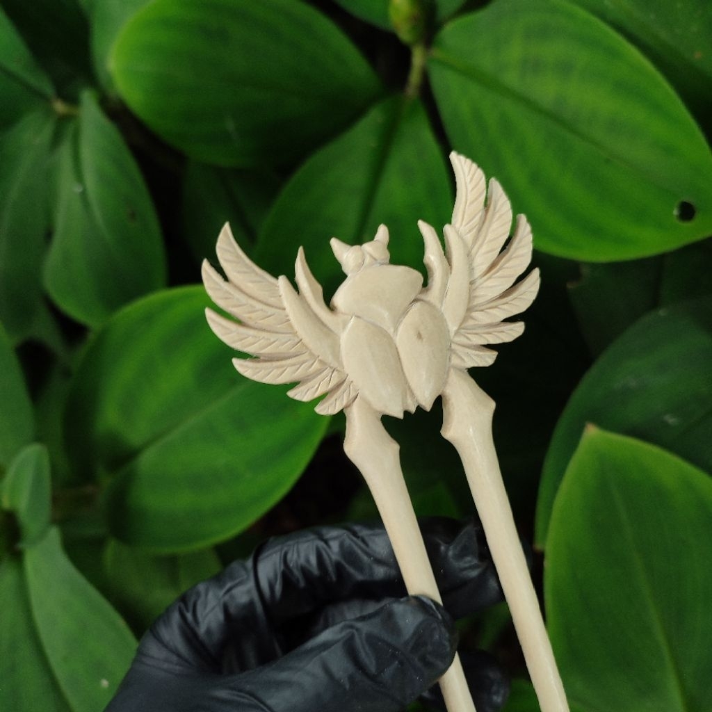 Tusuk konde handmade Jepit Rambut estetik dari kayu Hiasan Rambut motif Scarab Hair pin Hair stick H