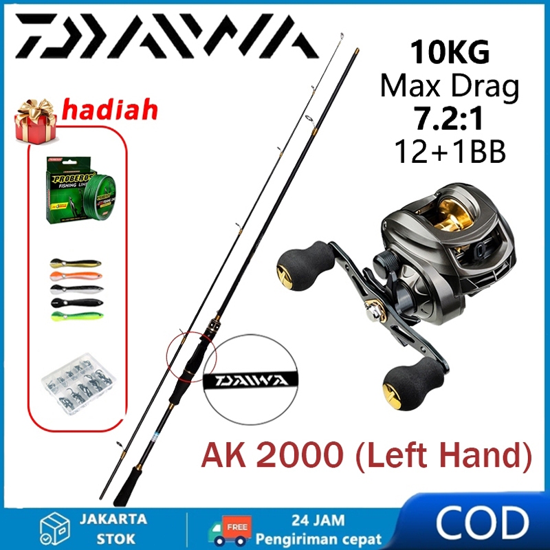 Joran Pancing Set Carbon Baitcasting Fishing Rod Metal Reel Max Drag 8kg Material Berkualitas Ul Ult