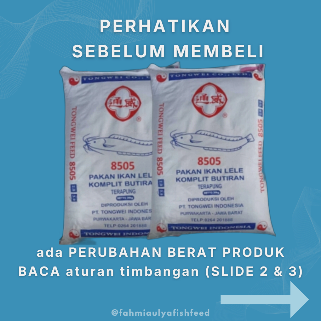 PAKAN IKAN MURAH (PAKET 30 KG) TONGWEI 8505 -3 Pakan Ikan Lele Tinggi Protein 34% | TONGWEI 8505