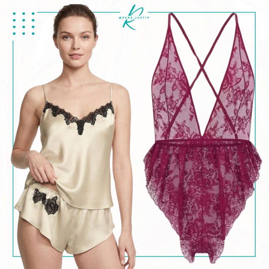 [ORI NEW] VS Satin Short Pajama Set / Glazed Satin Short Pajama Set | READY STOCK