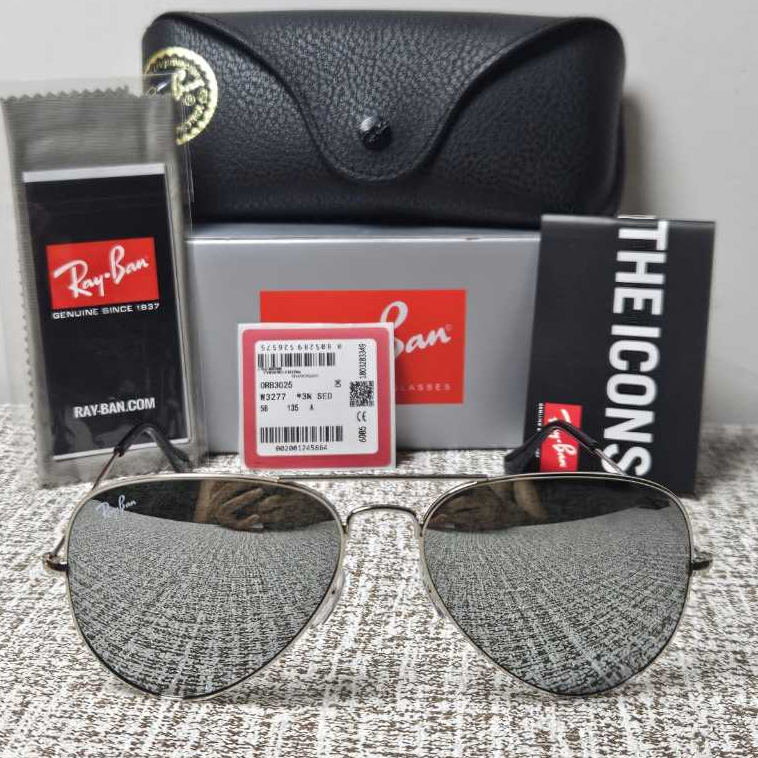Kacamata Rayban Aviator RB3025 Silver Mirror Original