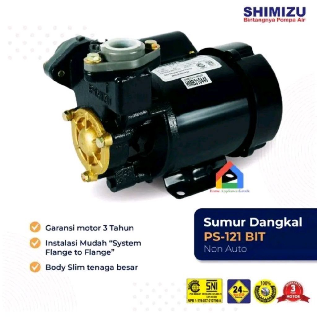 Pompa Air Non Otomatis Shimizu PS-121BIT | PS-121 BIT PS121BIT PS121 sumur dangkal shallow