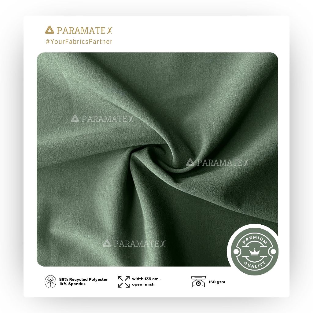 Paramatex Bahan Kain Recycled Microfiber 4-Way Stretch Per Yard Bahan Boardshorts Kemeja Pria Jaket