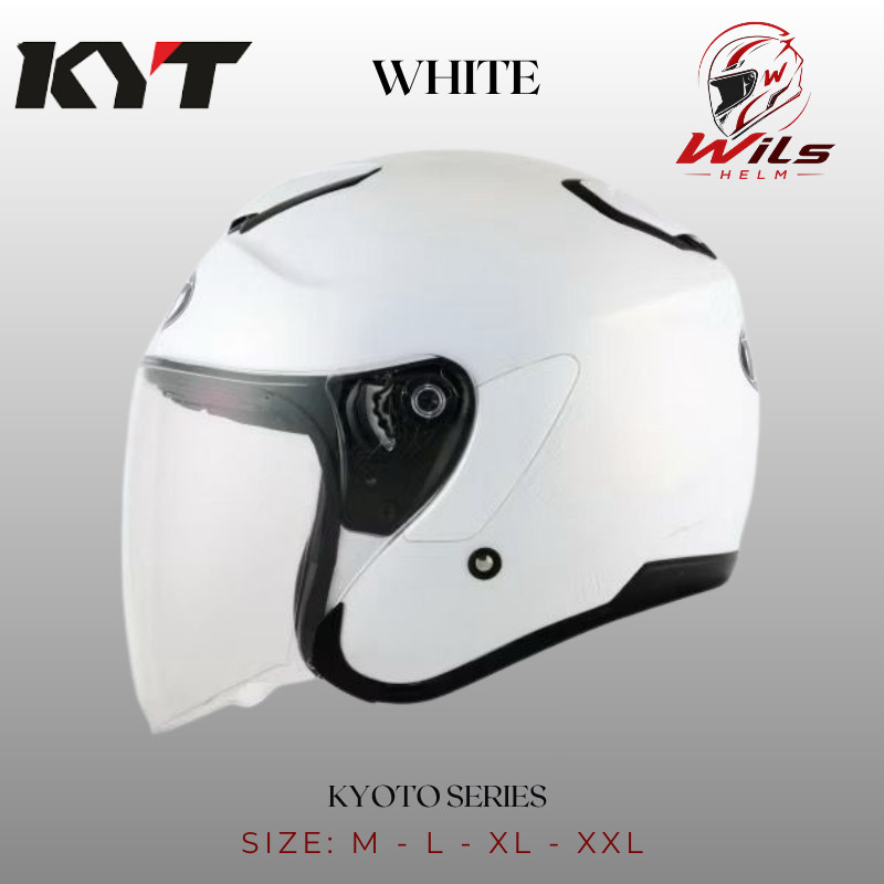 Helm KYT Kyoto Series Solid Original Helm Half Face SNI DOT Helm Dewasa Pria Wanita Size M - XXL