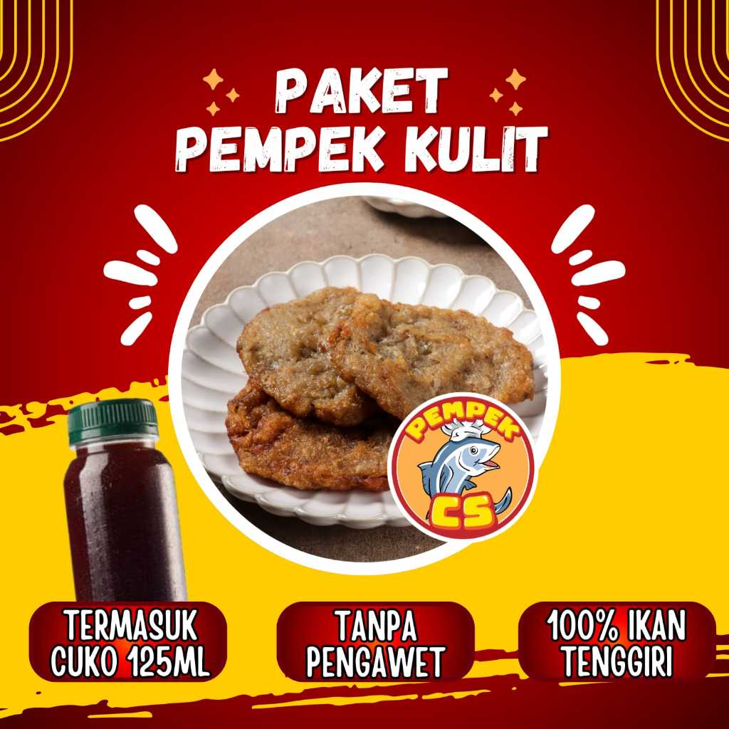PEMPEK FROZEN TENGGIRI ASLI PAKET KULIT ISI 10 + CUKO|PEMPEK PALEMBANG VACUM|PEMPEK CS