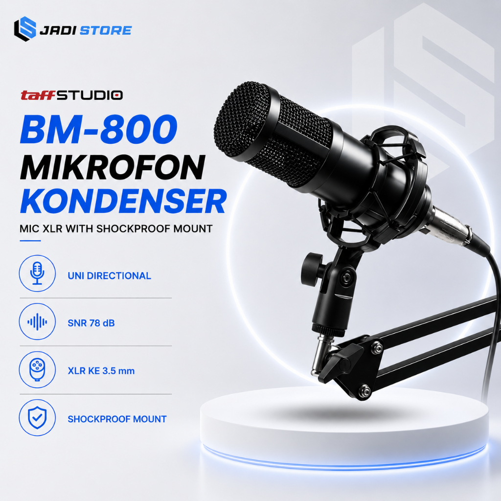 TaffSTUDIO BM-800 Mikrofon Kondenser XLR Condenser Microphone Set Shockproof Mount Mic Studio Rekama