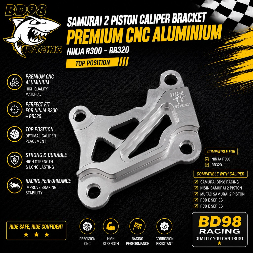 BREKET KALIPER RCB 2 PISTON NINJA 150R 300, NINJA 150RR 320 BREKET KALIPER SAMURAI 2 PISTON SB 2P NI