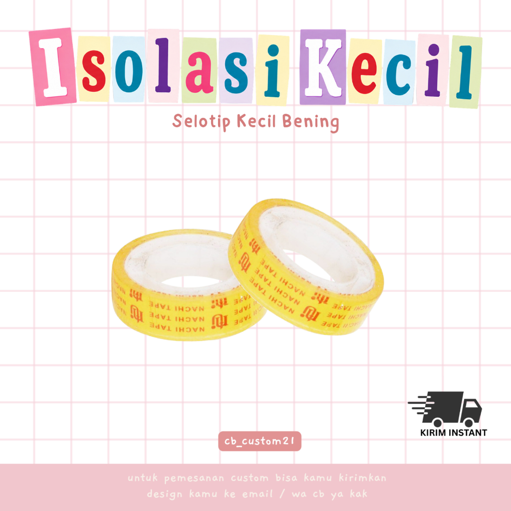 Isolasi Kecil Bening Stationery  / Isolasi Kado / Selotip kecil / Lakban kecil / ATK Malang ( BISA I