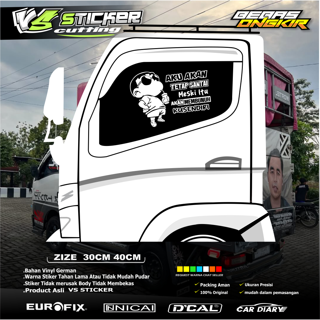 Stiker Cutting  Variasi kata motivasi untuk  kaca pintu bak Truk Mobil Canter Pick up tulisan Aku Ak