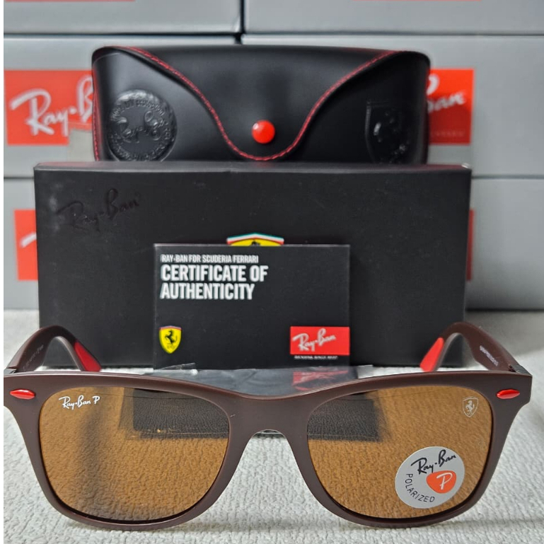 Kacamata RayBan Liteforce Ferrari RB4195M 52 20 Polarized F603/73 Brown Matte Original