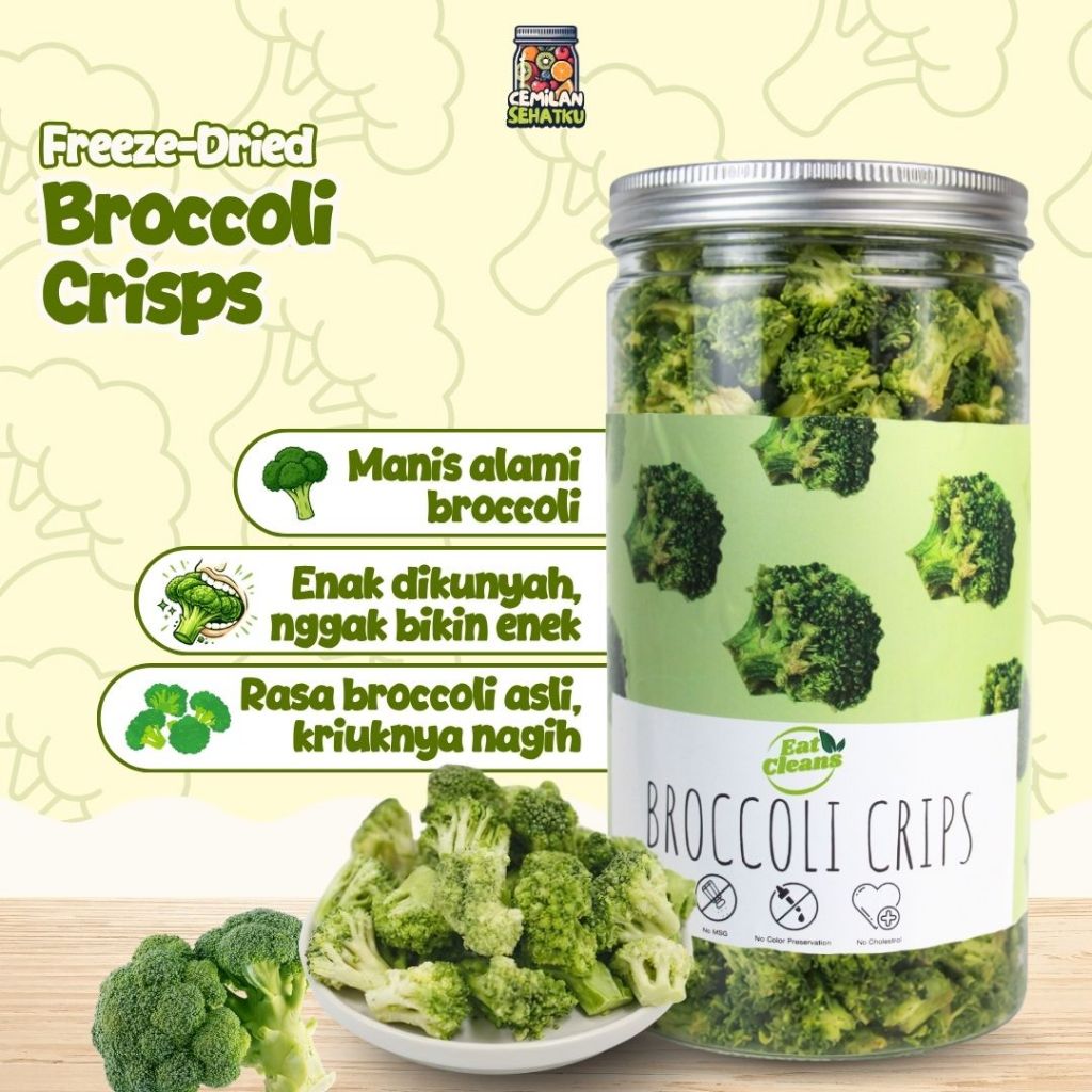 Snack Freeze Dried Broccoli - Keripik Brokoli Crispy - Keripik Buah Sayur Premium - Snack Diet Sehat