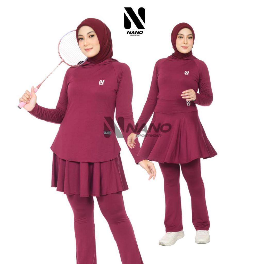 Nano sportswear - One set Hoodie Rumbai / Baju senam muslim / Baju senam wanita / Baju Padel
