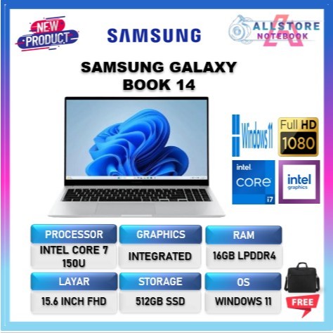 Laptop SAMSUNG GALAXY BOOK 15 CORE I7 150U 16GB 512GB Windows 11 15.6FHD Silver