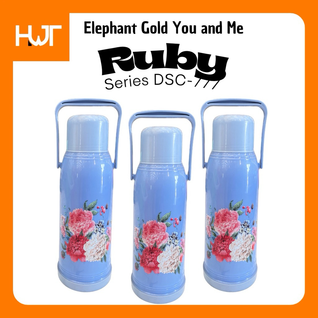 [ HWT ] BIRU METALIK Termos Elephant GOLD | Series Ruby | DSC-777 | Kapasitas 2 Liter - Tahan 48 Jam