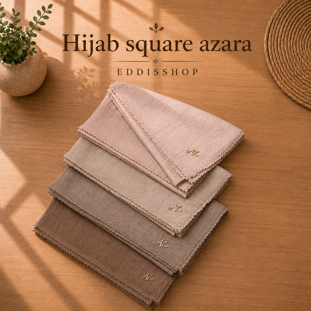 HIJAB SEGIEMPAT SANDI MORSE LASER CUT VOAL WAFFLE BY AZARA KERUDUNG GROSIR TERMURAH LC TERLARIS