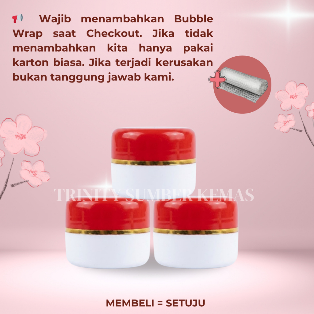 {MINIM ORDER 10 PCS} Pot PP Merah Putih List Gold 10gr - Pot Cream Packaging Skincare