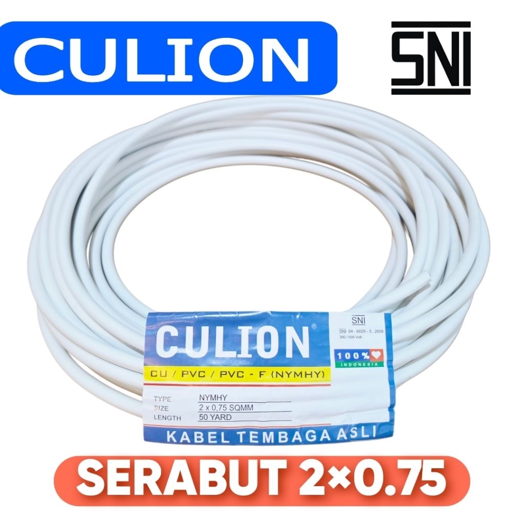 Culion Kabel listrik SNI 2x0,75 serabut tembaga asli harga permeter