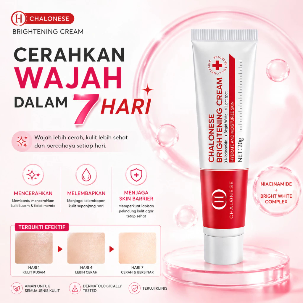 [ CHALONESE ] PROMO 3PCS WHITENING CREAM PEMUTIH  20Gr WAJAH PENGHILANG FLEK HITAM CREAM WHITENING A