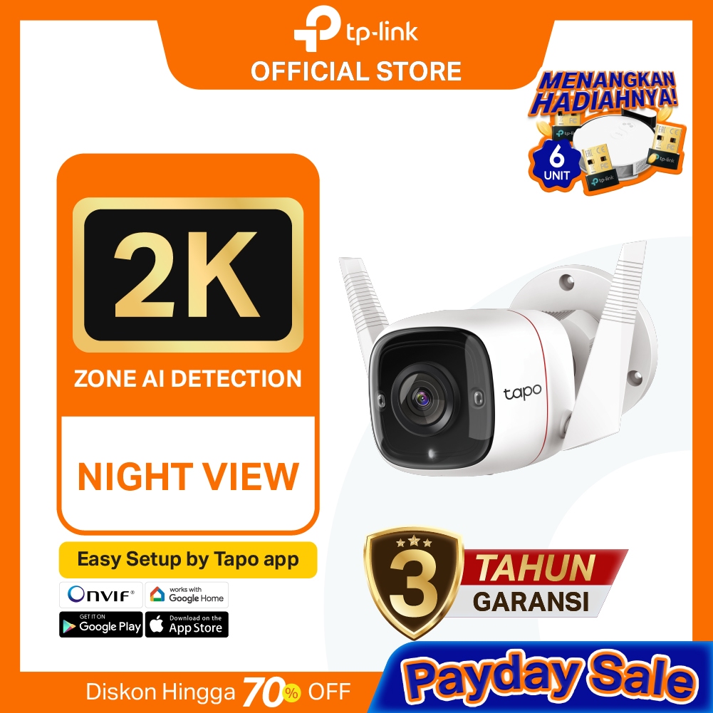 TP-Link Tapo C310/C320WS/C325WB Outdoor 2K 3MP HD Wi-Fi CCTV Camera  Certification-IP66 Weatherproof