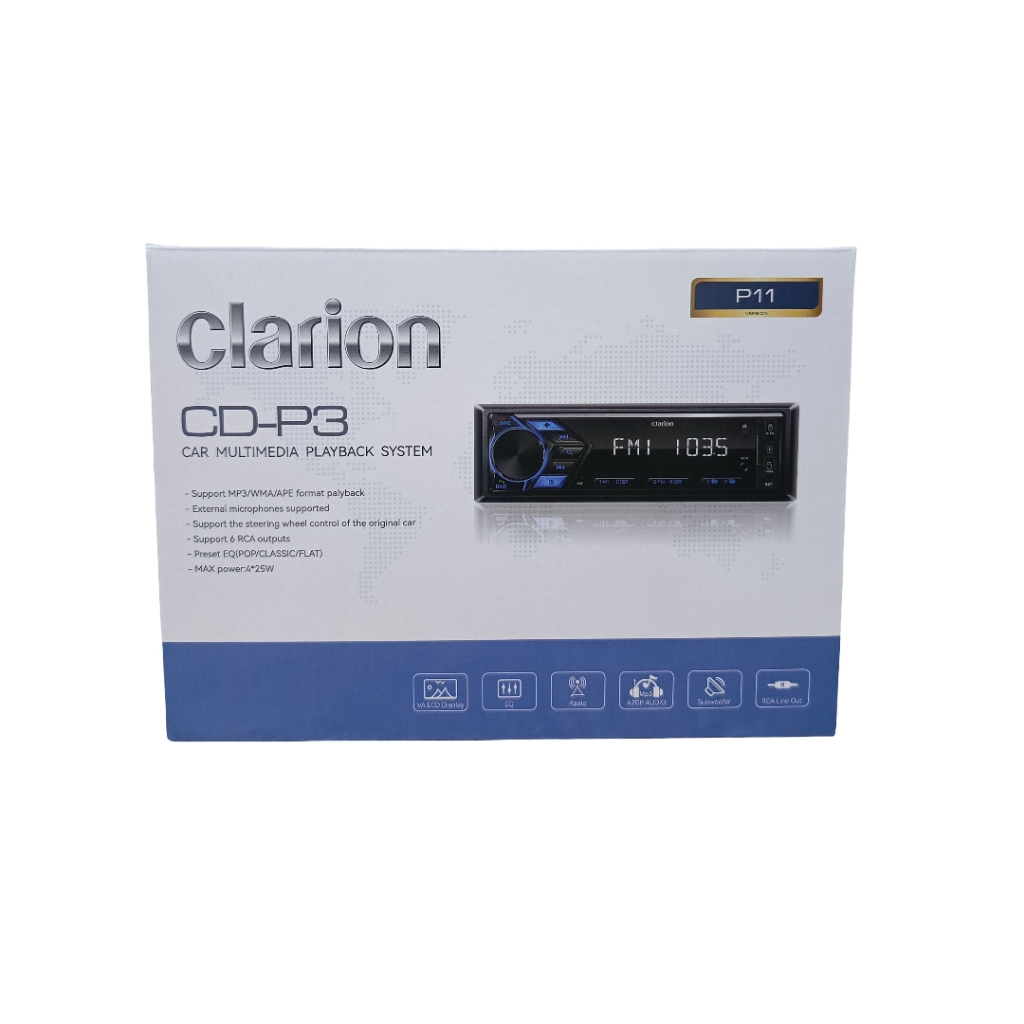 Single Din Clarion CD-P3 mp3 USB bluetooth car multimedia playback sistem